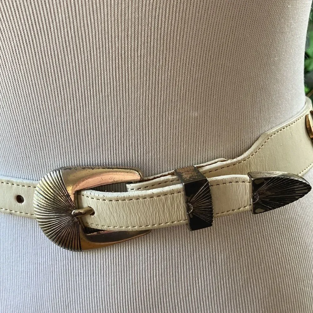 Vintage Southwestern Rodeo Boho Silver Creek Leather 90’s Y2K Embellished Belt